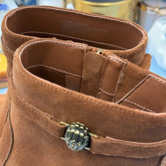🆕 KURT GEIGER LONDON 🧿 NIB Shoreditch Block Ankle Boot, Tan Suede Sz39 US 8.5 - Picture 11 of 16